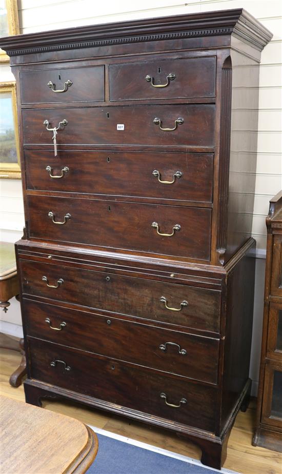 A George III mahogany chest on chest W.112cm H.188cm D.57cm